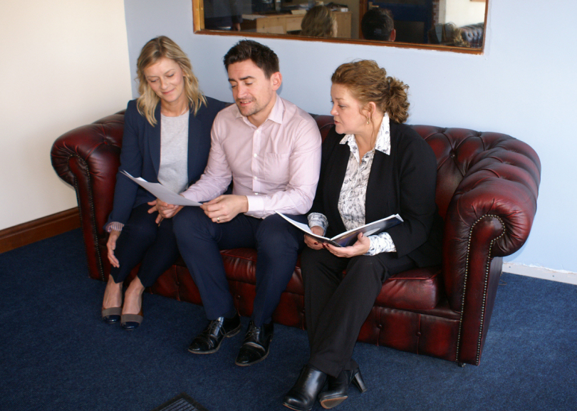 Patrick with two of his rental department Samantha Moore (left) and Louise Wearmouth (right)