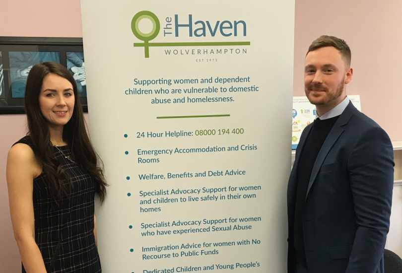 Jade Secker, senior community fundraiser at The Haven and Chris Smith, account manager for Pure Telecom
