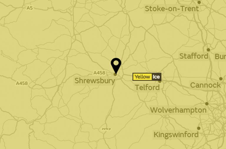 Shropshire is covered by a Met Office warning for Ice. Image: Met office