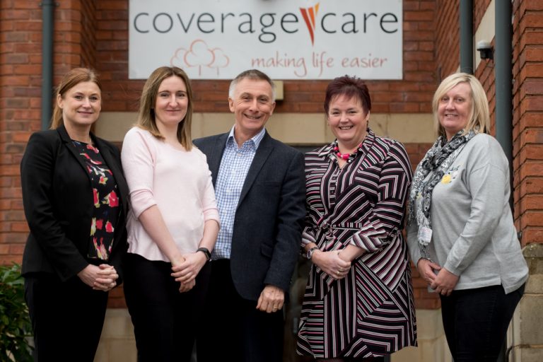 New managers Michelle Oseland, Kelly Lowry, Carolyn Fisher and Debbie Ellis with Chief Executive David Coull (centre)