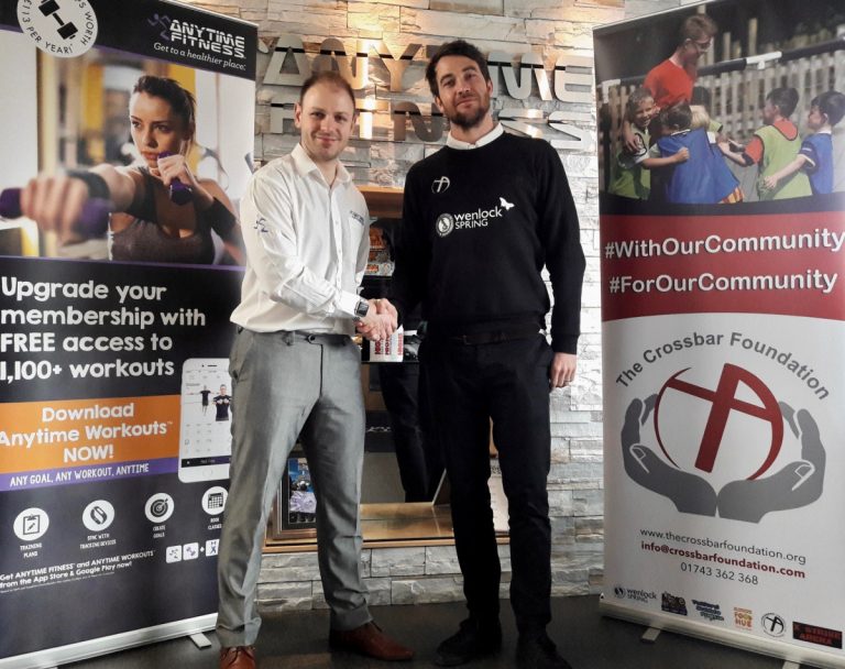 Craig Farr, right, the Crossbar Alternative Provision (CAP) manager with Allan Pugh, the general manager of Anytime Fitness Shrewsbury, which will be offering work experience opportunities to youngsters involved with the programme