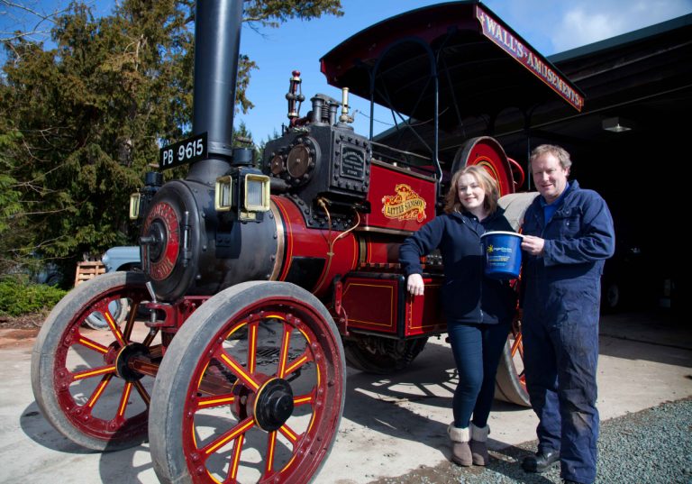 Lizzy Coleman. Events and Fundraising Officer. Lingen Davies Cancer Fund and Edward Goddard, Chairman of the County of Salop Steam Engine Society (Shrewsbury Steam Rally)