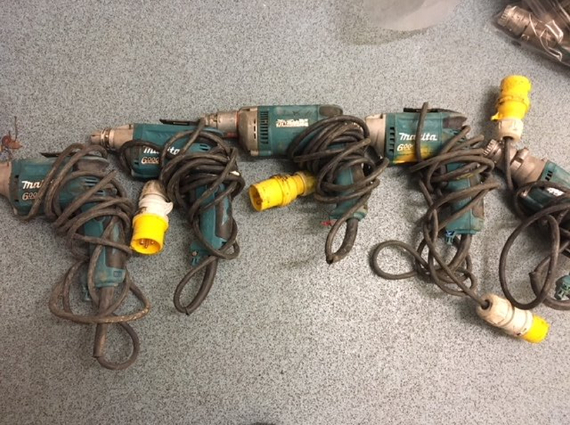 Some of the power tools which were found. Photo: West Mercia Police