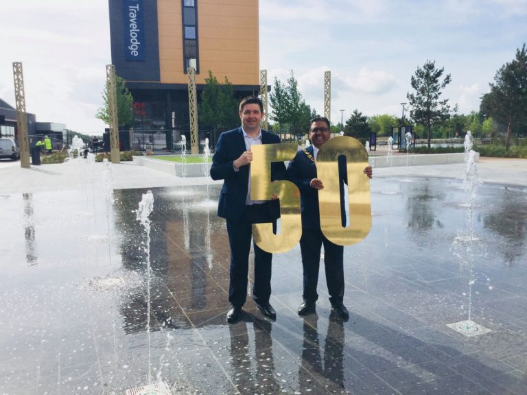 Shaun Davies (Council Leader), Raj Mehta (Mayor of Telford & Wrekin) at the official opening