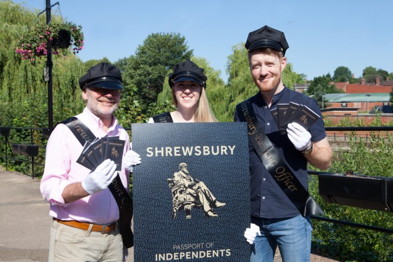 John Hall from Write Here, Emma Molyneux from Shrewsbury BID and Rob McFall from Art Framing