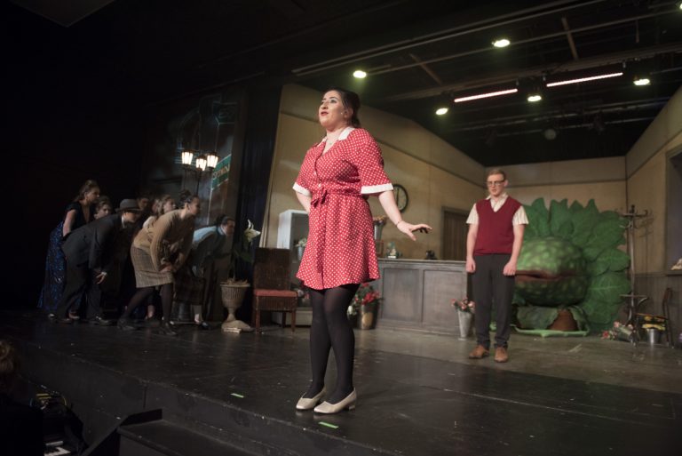 Alice Williams on stage during a performance of Little Shop of Horrors