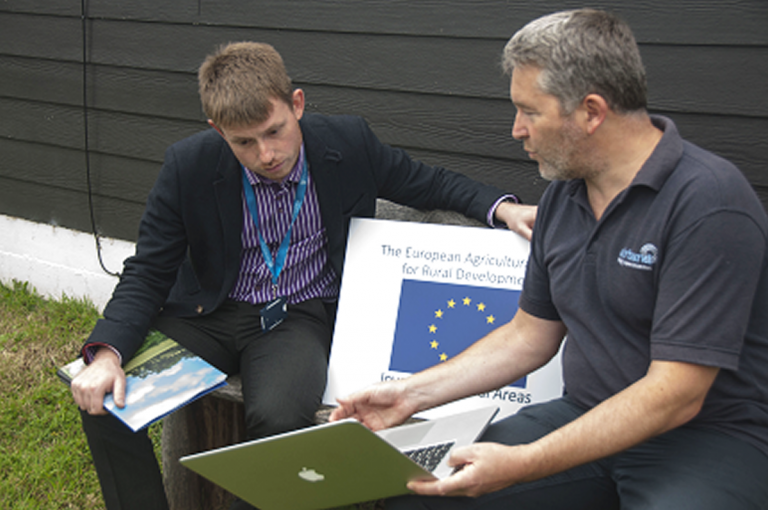 Cllr. Elliott Lynch (left) was recently briefed about RuralOptic by Red Peel, Director of Airband