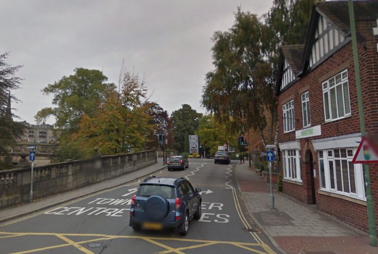 Work to fix the leak is taking place on Coleham Head near English Bridge. Photo: Google Street View
