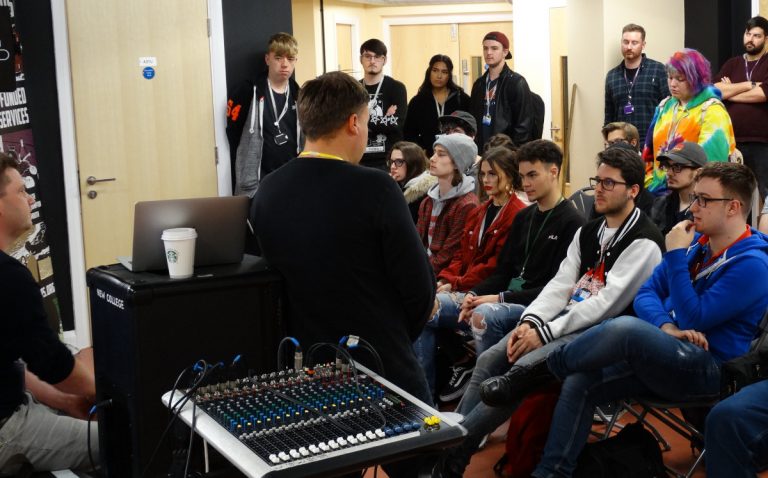 The MAS Records team talking to music students at Telford College’s Haybridge campus, about the exciting new partnership