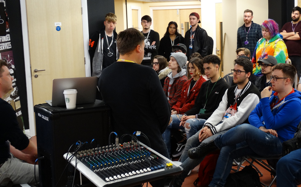 The MAS Records team talking to music students at Telford College’s Haybridge campus, about the exciting new partnership