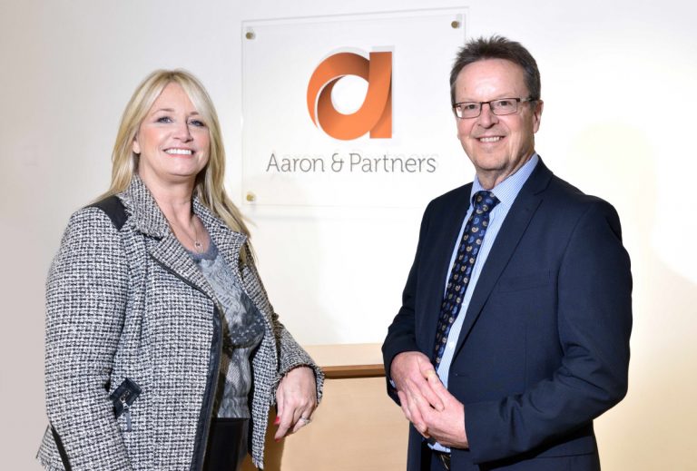 Deborah Mitchell of Heaven Skincare with Stuart Haynes of Aaron & Partners