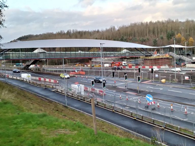 The new footbridge linking Telford Town Centre with Telford Central railway station. Photo: Telford and Wrekin Council