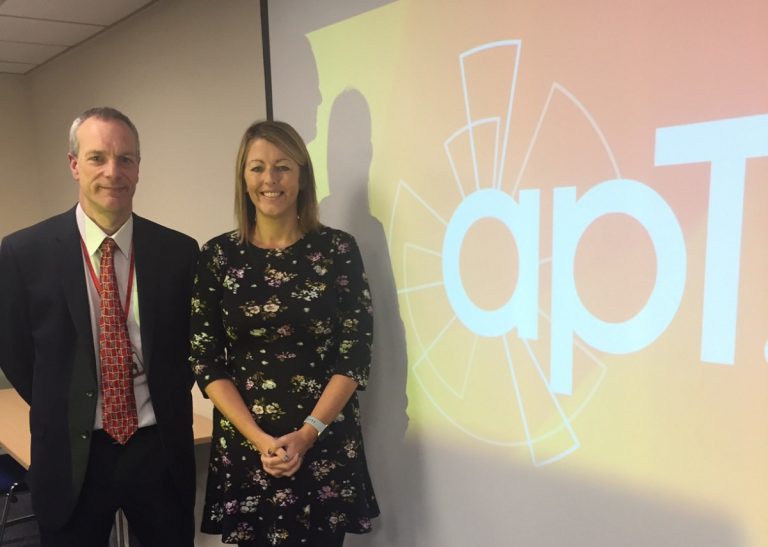 Valerie Hulme and Keith Harris from apT at the event