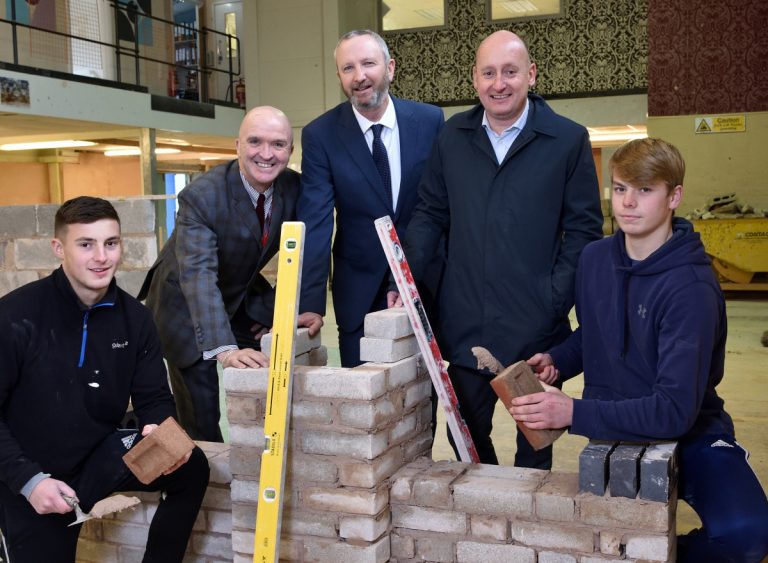 Apprentice Joe Richards, aged 19 from Wellington, Stuart Raine, Curriculum Leader Construction & Trades from Shrewsbury Colleges Group, Steve Flavell and James West from Morris Property and Apprentice Nathan Horton, aged 17 from Whitchurch