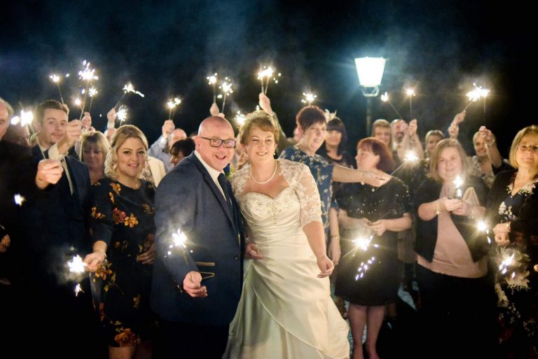 The bride and groom celebrate their special day with guests