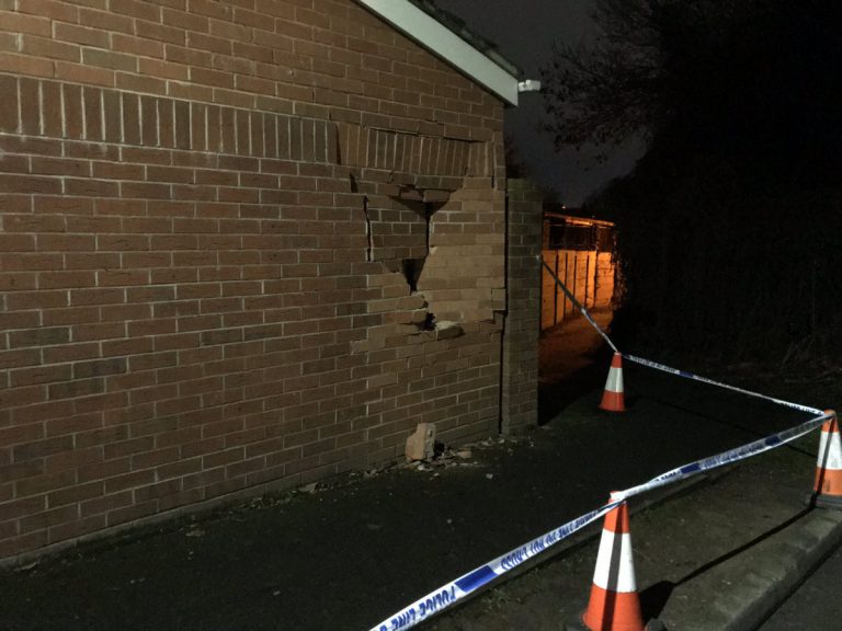 Property left damaged after being struck by vehicle in Telford