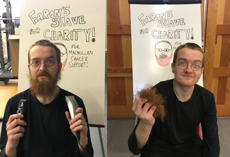 Faron before and after his charity challenge