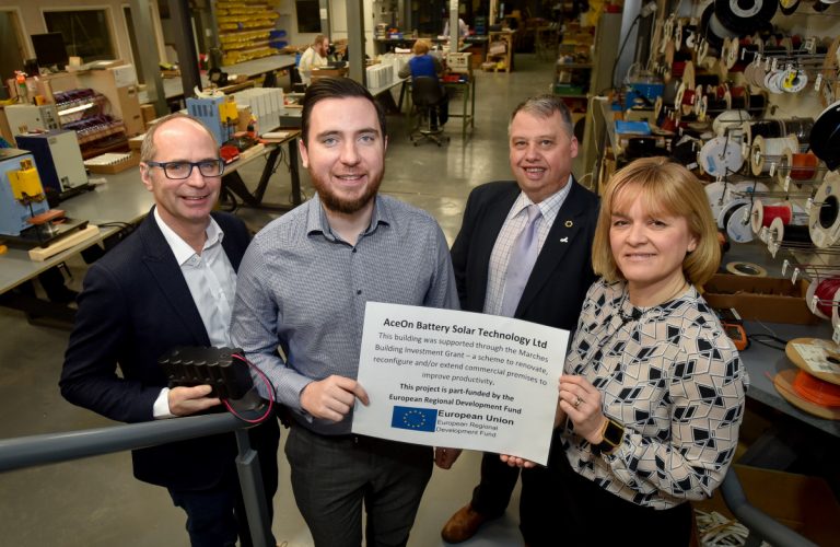 Mark Thompson, Alex Thompson (both AceOn); Cllr Richard Overton; and Caroline Cattle (MBIG Grant Manager)