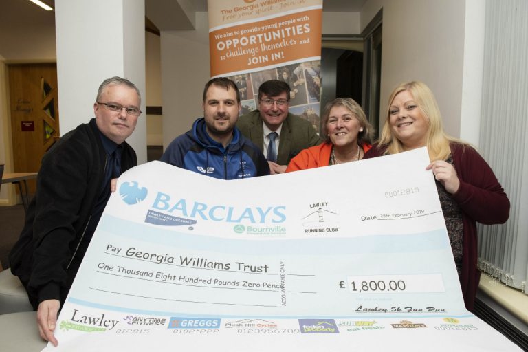 Darren Blackburn (Lawley and Overdale Parish Council), Richard Handley (Lawley Running Club), William Gilmour (Lawley and Overdale Parish Council), Lynnette Williams (the Georgia Williams Trust) and Fleur Hemming (Bournville Village Trust)
