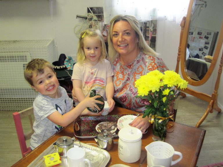 Four year old Reuben Hale and two year old Josie Shaw with Lucy Shaw at ABC Day Nursery in Telford