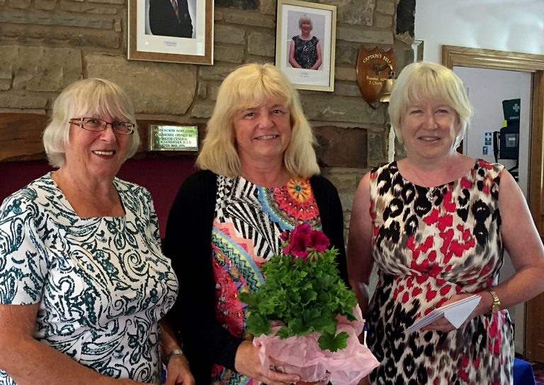 Competition organiser Val Collins, Heather Sealey & Joy Foster (Ladies Captain)
