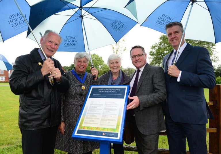 The Mayor and Mayoress of Market Drayton, Pru Stones, Dominic Harman from DWH and John Fitzgerald from DWH