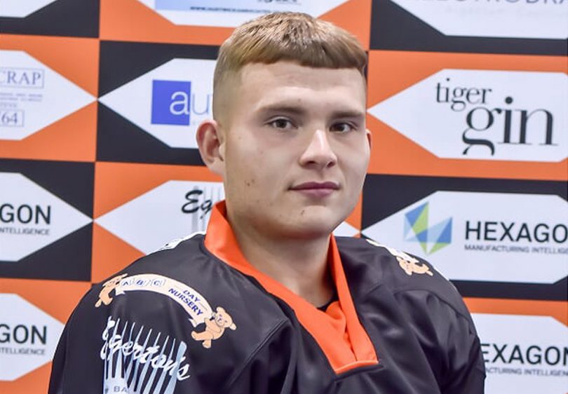 Defenseman Corey Goodison. Photo: Telford Tigers 2018 / Steve Brodie