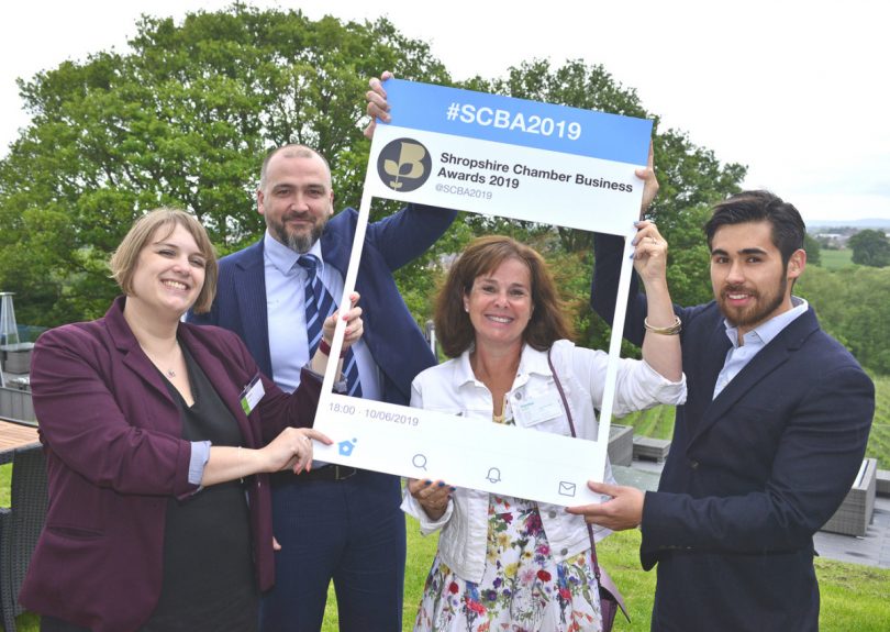Chamber president-elect Mandy Thorn ‘in the frame’ with Jo White of Aico Ltd, Gareth Thomas of Rybrook and Charles Stevens