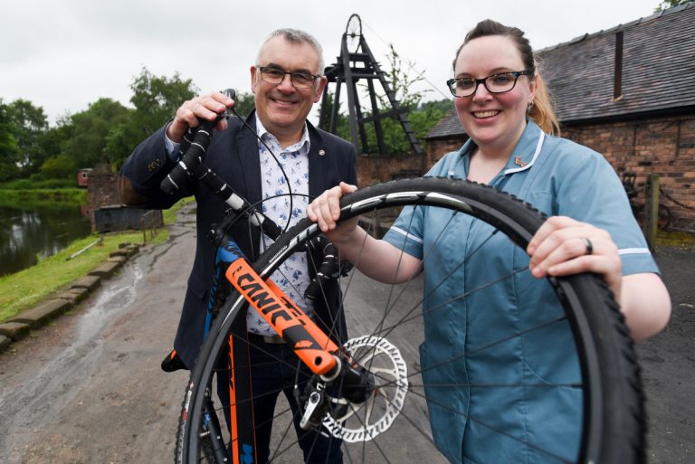 Sandy Olivir, activities coordinator at Coverage Care’s Lightmoor View home, is pictured with event promoter Nick Jeggo at Blists Hill Victorian Town
