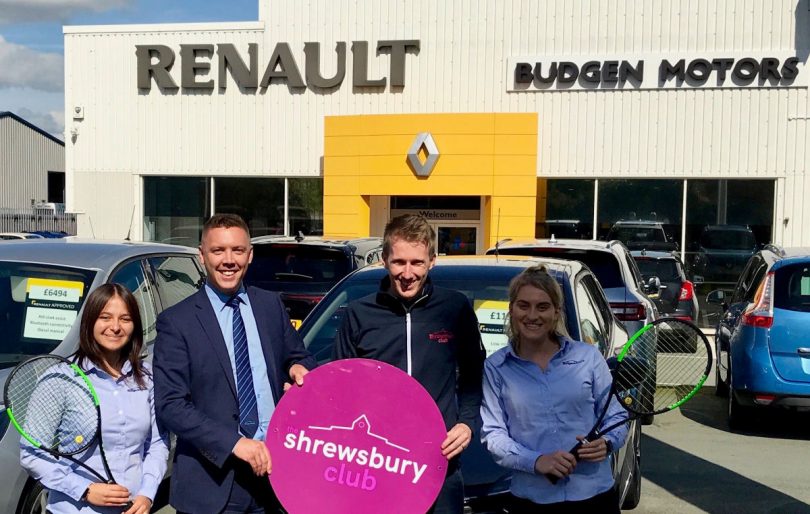 Jon Gidney, second right, the marketing manager at The Shrewsbury Club, with members of the Budgen Motors team, from left, Jessica Mason, Sam Owen, the sales director, and Georgia Evans as they look ahead to the Budgen Motors World Tour M25 Shrewsbury tournament