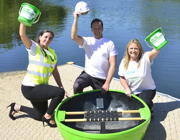 Louise Dwyer and Craig White of Galliers Homes with Kate Thomas of Macmillan