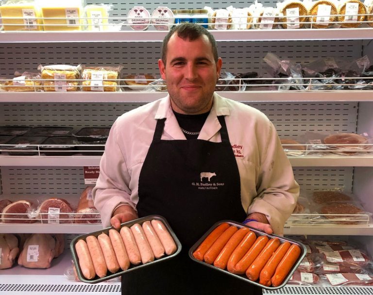 Arran Pearson with the winners of the Great Shropshire Sausage Challenge