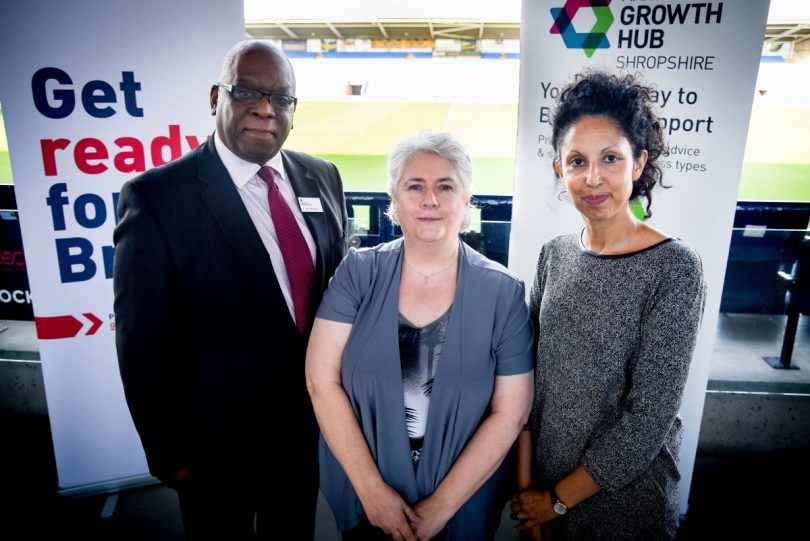 DiT Regional Director of Exports Ian Harrison, international trade expert Sandra Strong and business support officer for the Marches LEP Yasmin Sulaman