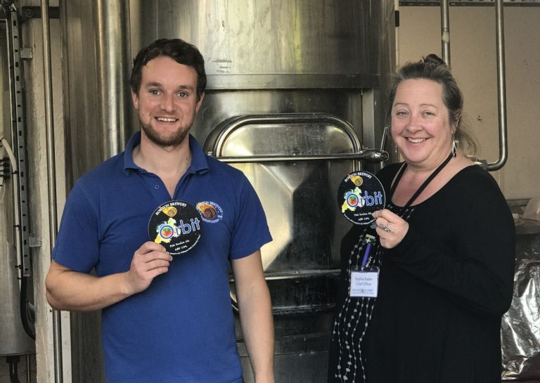 Steve Preston of Rowton Brewery and Sophie Eades of Wellington Orbit