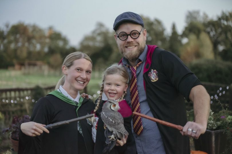 Mark, Sally and Pippa White from Dorrington enjoy the Harry Potter themed event. Photo: Abi Boyle