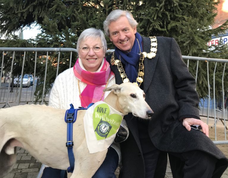 Benson the first dog of Wellington adopted by the town’s mayor Anthony Lowe and mayoress Julie Carter-Lowe