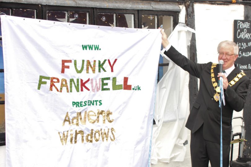 Mayor of Shrewsbury, Phil Gillam unveils the first window