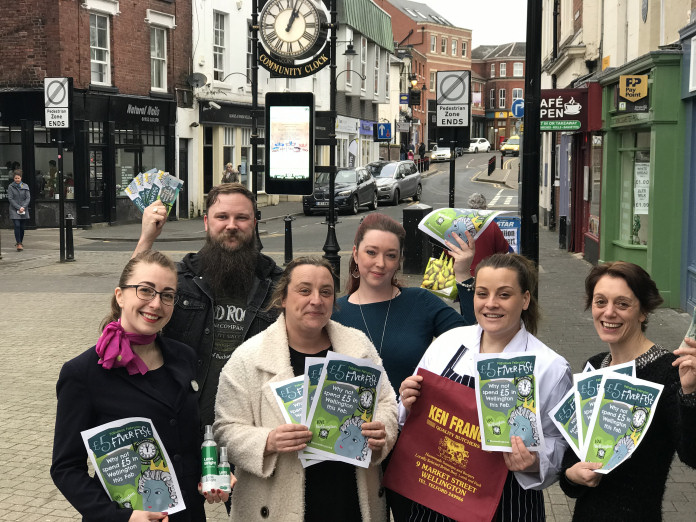 Pictured from left, Olivia Poppitt of Specsavers, David Owen of The Old Orleton Inn, Rachel Carter of Beatons, Sophie Harrison of The Old Orleton Inn, Lizzie Francis of Ken Francis Butchers and Karen Lee of The Walnut