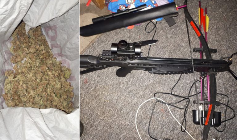 Police seized cannabis, cash and weapons. Photo: @TelfordCops