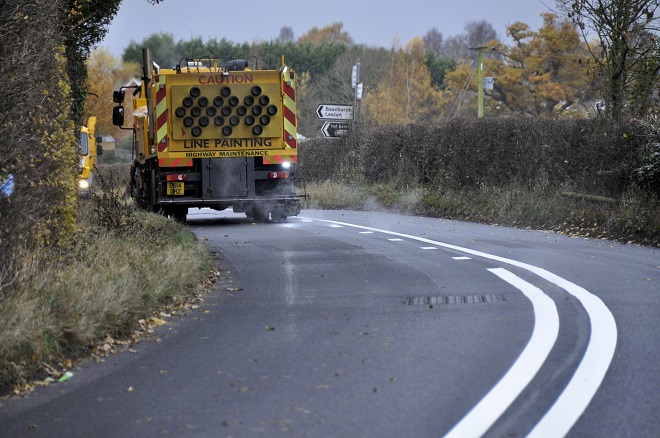 Resurfacing work taking place on one of Shropshire's roads. Photo: Shropshire Council