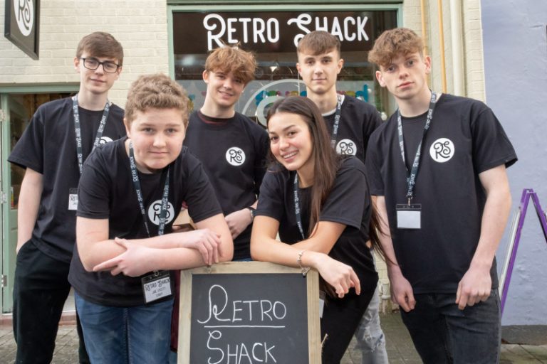 Wrekin College pupils at Retro Shack who won last year's High Street Challenge