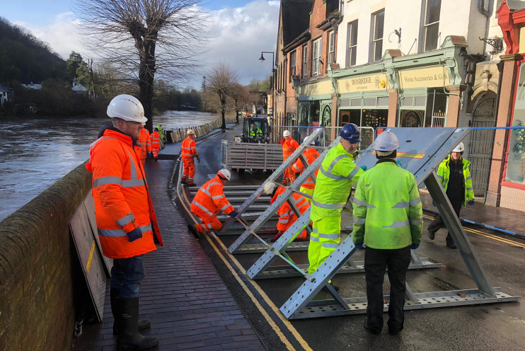 Flood barriers being deployed in Ironbridge during previous flooding. Photo: Telford & Wrekin Council