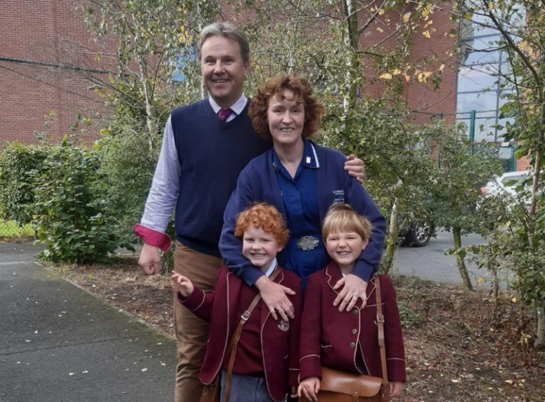 Louise Madeley pictured with her family, has gone back to the NHS on the frontline fighting the coronavirus