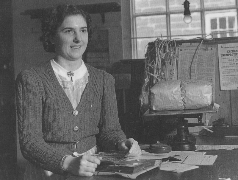 Kay pictured working at the Post Office in the 1940s