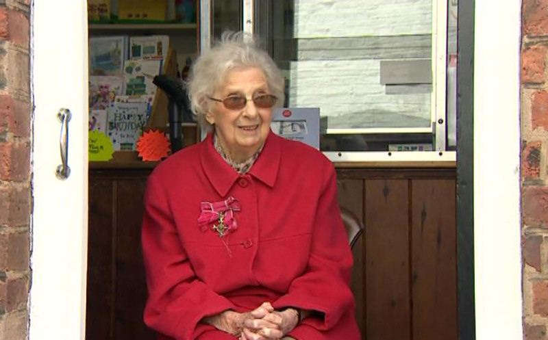 Kay White, the UK’s oldest Postmaster, who has achieved 60 years as Postmaster for Claverley Post Office in Shropshire