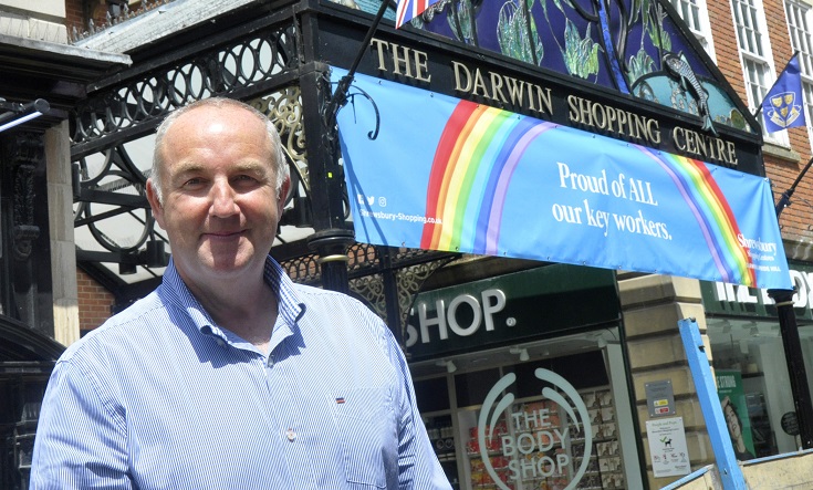Kevin Lockwood, Shrewsbury shopping centres manager, outside the Darwin Shopping Centre. Photo: Shropshire Council