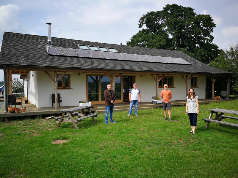 Ian Allman, Guy Nisbet and Lee Perry from Shropshire Council Children and Families Team, Charlotte Hollins from Fordhall Organic Farm