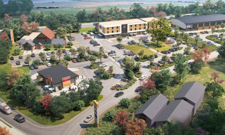 An 80 bed hotel will create 46 jobs, 30 in a pub restaurant, 11 at Costa Coffee and ten in the industrial unit
