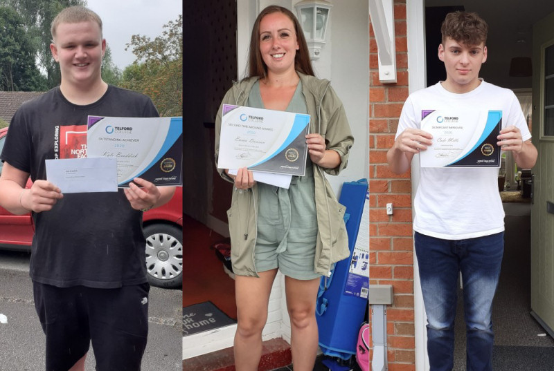 Award winners, from left, Kyle Braddick, Emma Duncan, and Cade Mills