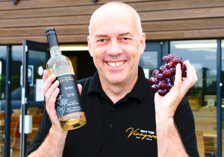 Owner Russell Cooke with the new special edition wine